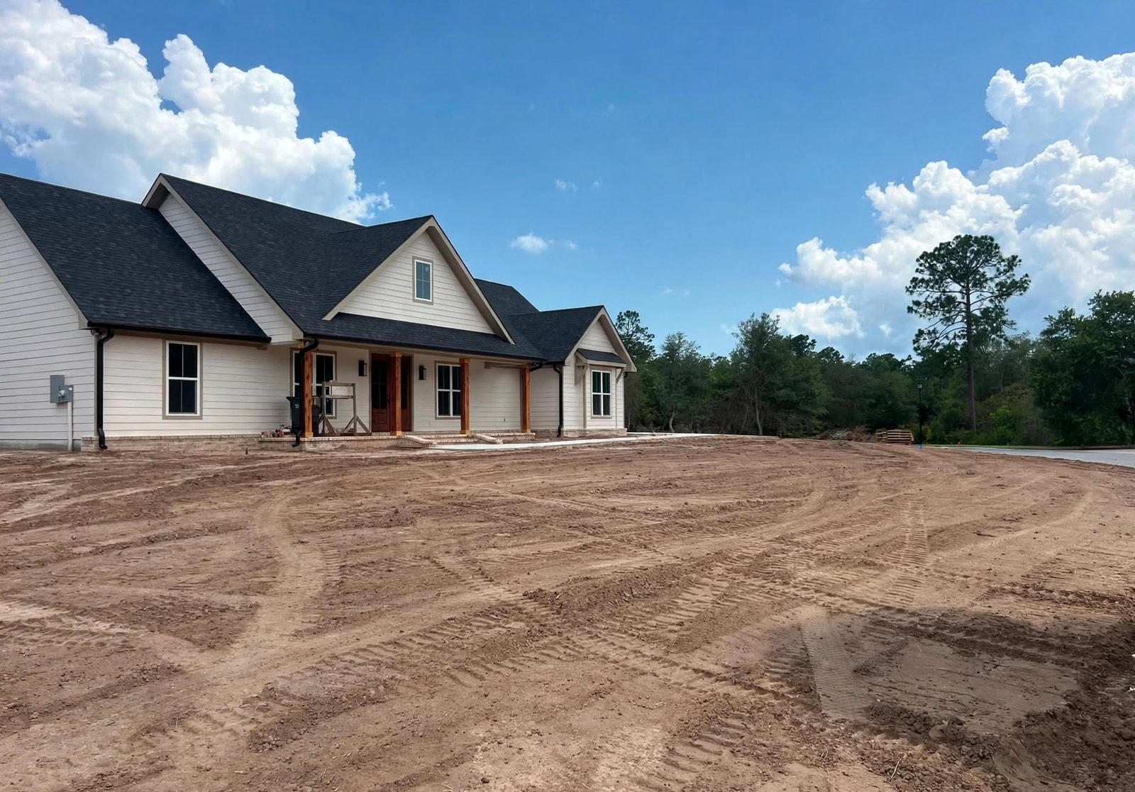 New-construction sod installation — before Pro Turf Landscaping started